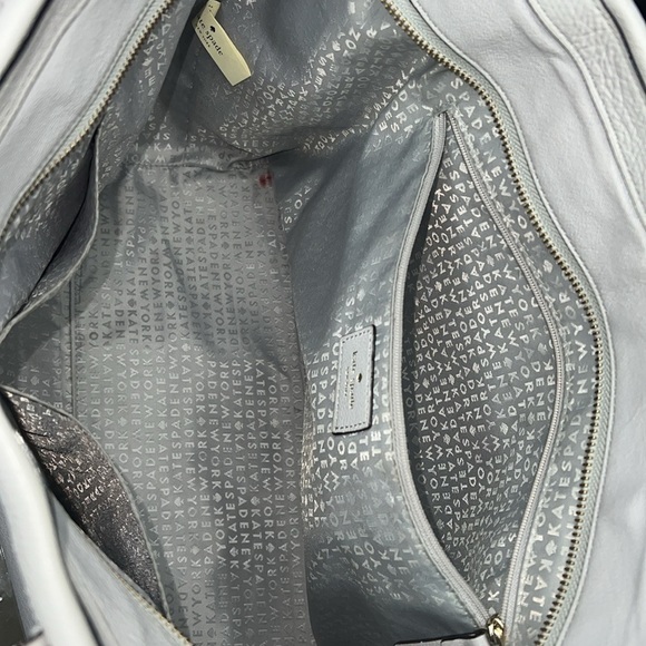 Kate Spade New York Pratt Street Brandice Zip Tote Gray Leather White Stitching - Picture 14 of 16